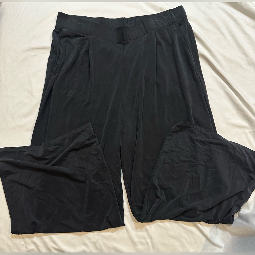 Eileen Fisher Cupro Knit Wide-Leg Pleated Pants - Picture 2 of 14